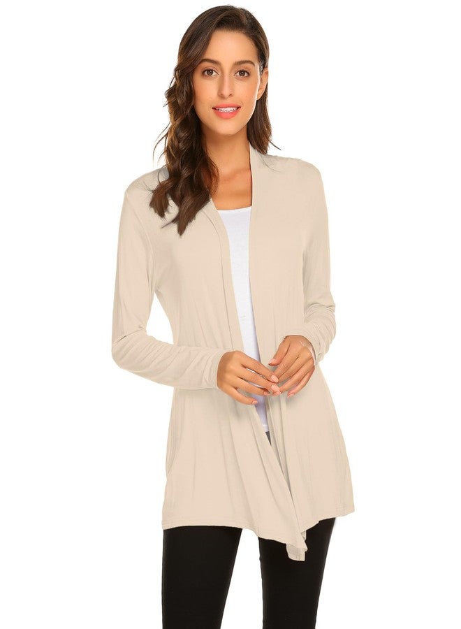 Newchoice Summer Cardigans for Women Lightweight, Soft Drape Loose Casual Long Sleeve Open Front Cardigan Sweaters (New-Beige, XXL) - Image 1